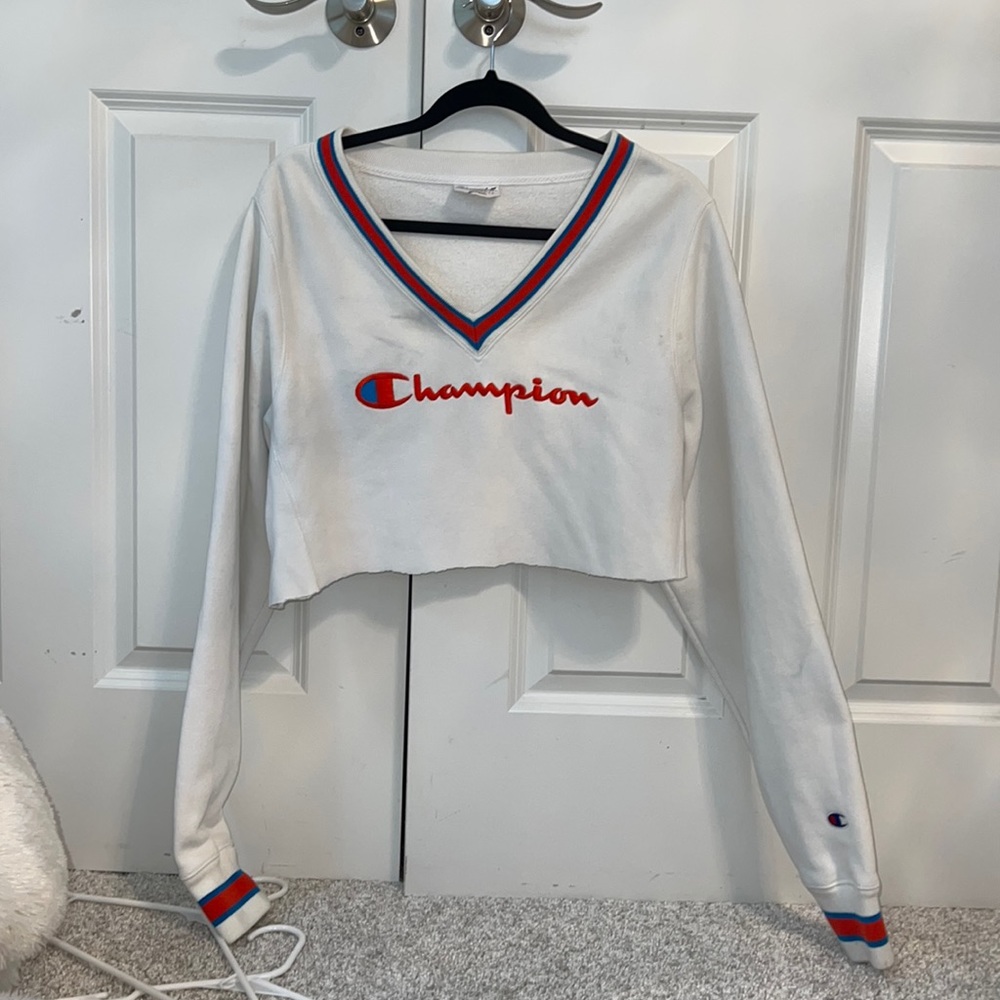 Cropped champion v-neck crewneck